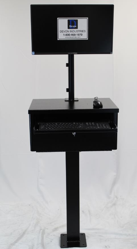 CP-11DX-H — Pedestal Post Cabinet w/Door — With Heavy Duty Single Monitor Post