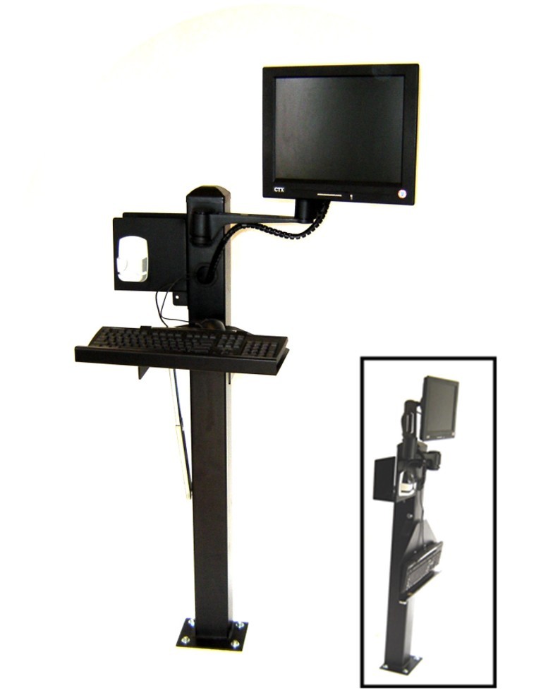 FP-13 — Fold-Down POS Post w/articulating monitor arm
