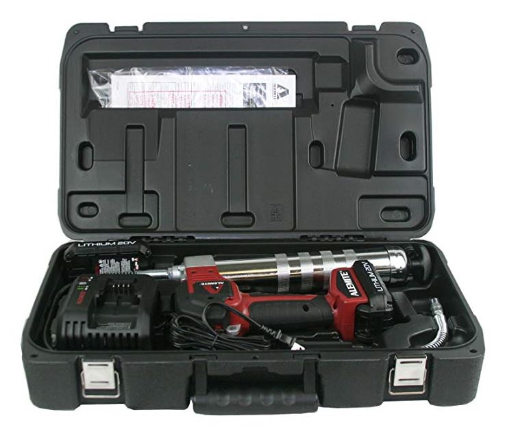 596-B1 — Alemite Hand held 20v cartridge grease gun with 3′ whip + 2 batteries