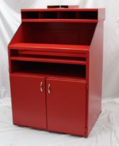 C6036-DX-R — Cashier/Computer Station RED w/Doors (36″W eye-level monitor slot)