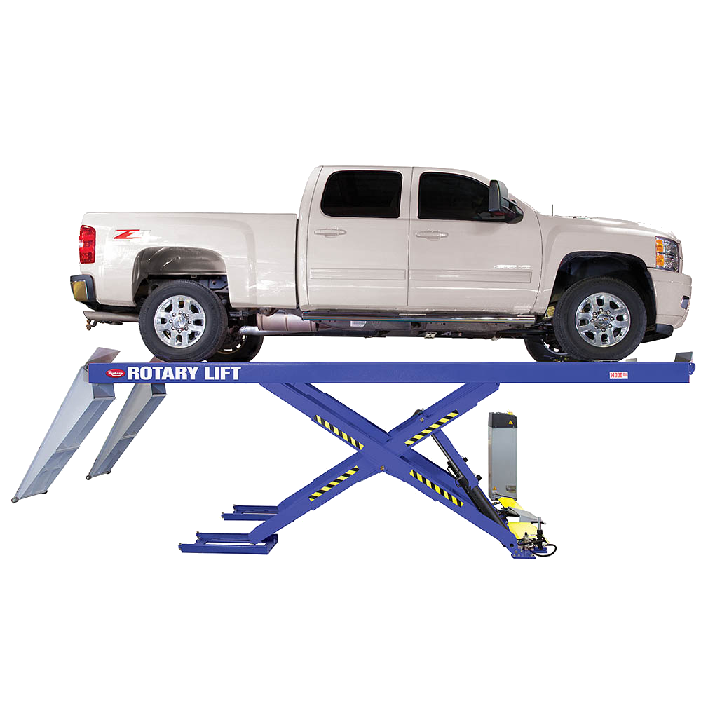 X14 —  Surface mounted lift, 14,000 lb general service, 198″ max wheel base