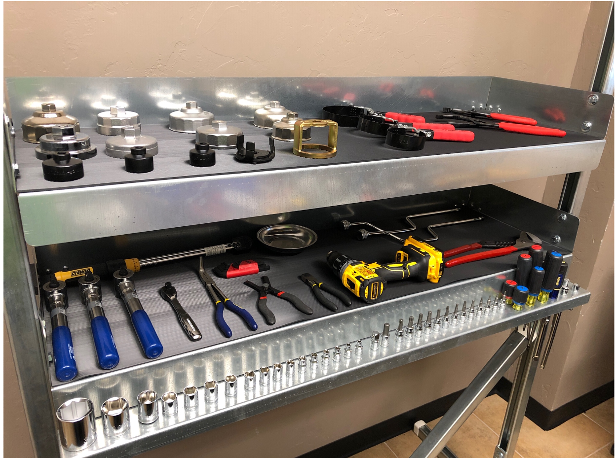E500-2H — Technician Tool Shelf with Magnetic Socket Holders and EA2 support arms